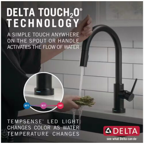 Main product image of Trinsic Single Handle Pull-Down Kitchen Faucet w/ Touch2O Technology (Matte Black), 9159T-BL-DST