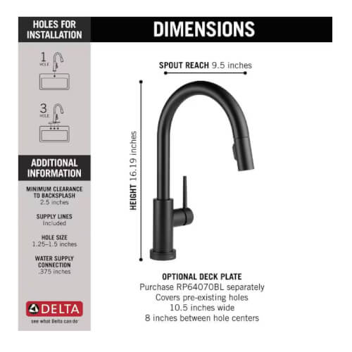 9159TBLDST Delta 9159TBLDST Trinsic Single Handle PullDown Kitchen Faucet w/ Touch2O