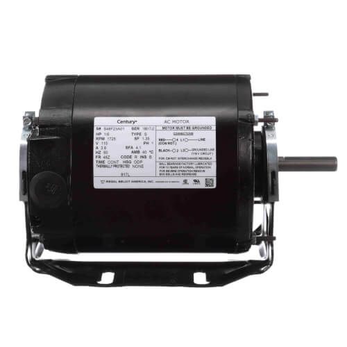 Main product image of 1/6 HP 115v Fan and Blower HVAC/R Motor, 1 PH, 1800 RPM, 48Z Frame, ODP