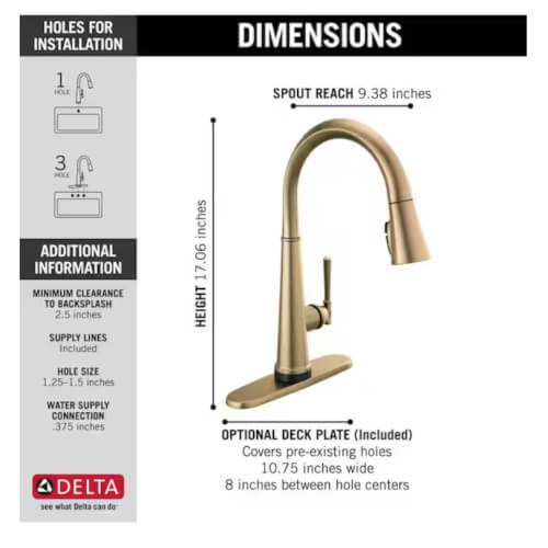 Main product image of Emmeline Single Handle Pull Down Kitchen Faucet w/ Touch2O (Lumicoat Champagne Bronze), 9182T-CZ-PR-DST