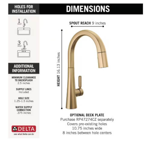 Main product image of Monrovia Single Handle Pull-Down Kitchen Faucet (Lumicoat Champagne Bronze), 9191-CZ-PR-DST