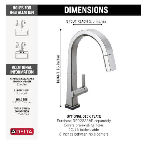 Main product image of Pivotal Single Handle Pull Down Kitchen Faucet w/ Touch2O Technology (Arctic Stainless), 9193T-AR-DST