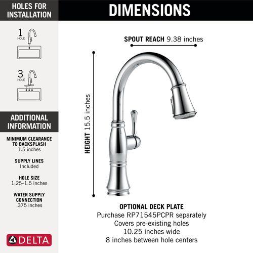 Main product image of Cassidy Single Handle Pulldown Kitchen Faucet, 1.8 GPM (Lumicoat Chrome), 9197-PR-DST