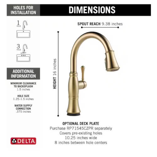 Main product image of Cassidy Single Handle Pull-Down Kitchen Faucet w/ Touch2O and ShieldSpray (Lumicoat Champagne Bronze), 9197T-CZ-PR-DST