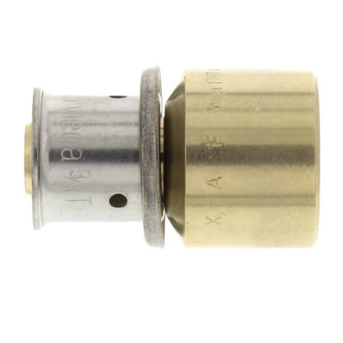 3/8" PEX Press x 1/2" Copper Pipe Adapter w/ Attached Sleeve (Lead Free Bronze)