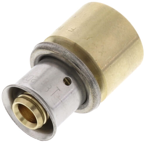 3/8" PEX Press x 1/2" Copper Pipe Adapter w/ Attached Sleeve (Lead Free Bronze)