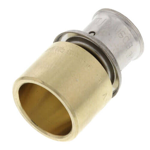 3/8" PEX Press x 1/2" Copper Pipe Adapter w/ Attached Sleeve (Lead Free Bronze)