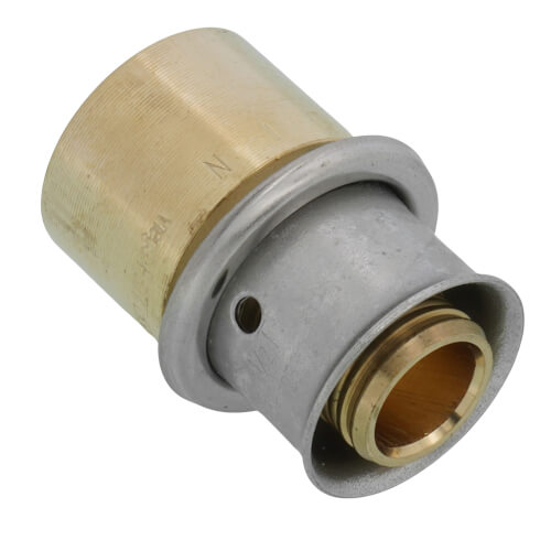 1/2" PEX Press Copper Pipe Adapter w/ Attached Sleeve (Lead Free Bronze)
