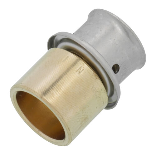 1/2" PEX Press Copper Pipe Adapter w/ Attached Sleeve (Lead Free Bronze)