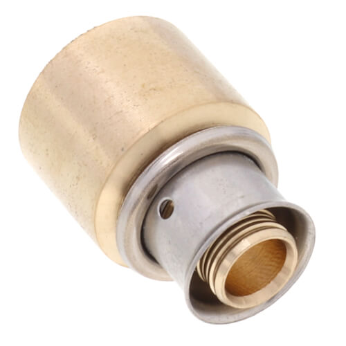 1/2" PEX Press x 3/4" Copper Pipe Adapter w/ Attached Sleeve (Lead Free Bronze)