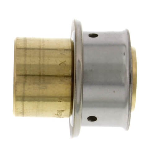 3/4" PEX Press x 1/2" Copper Pipe Adapter w/ Attached Sleeve (Lead Free Bronze)
