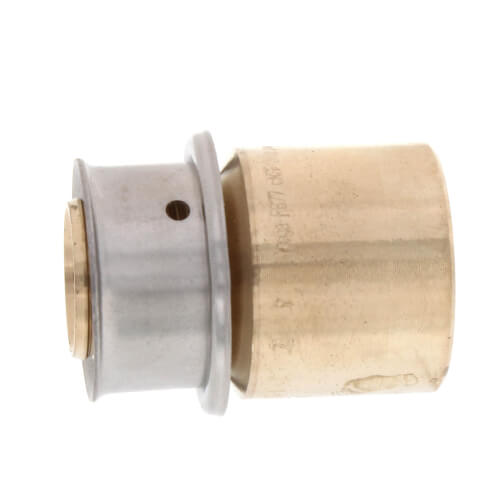 3/4" PEX Press Copper Pipe Adapter w/ Attached Sleeve (Lead Free Bronze)