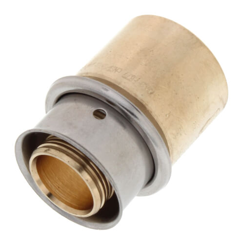 3/4" PEX Press Copper Pipe Adapter w/ Attached Sleeve (Lead Free Bronze)