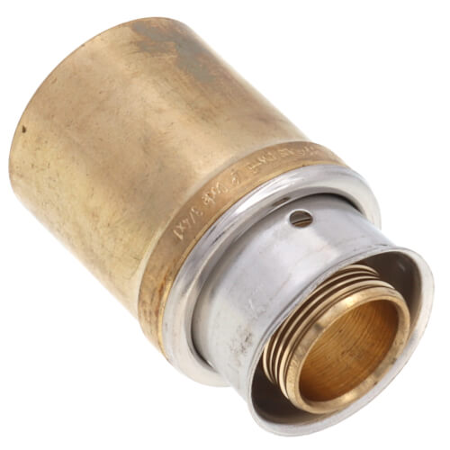 3/4" PEX Press x 1" Copper Pipe Adapter w/ Attached Sleeve (Lead Free Bronze)
