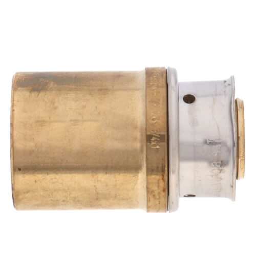 3/4" PEX Press x 1" Copper Pipe Adapter w/ Attached Sleeve (Lead Free Bronze)