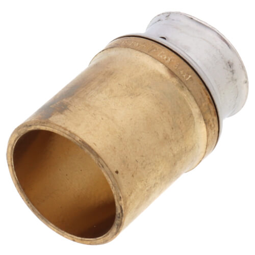3/4" PEX Press x 1" Copper Pipe Adapter w/ Attached Sleeve (Lead Free Bronze)