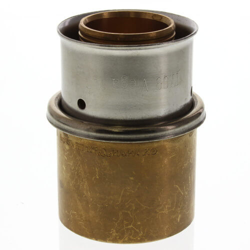 1-1/4" PEX Press Copper Pipe Adapter w/ Attached Sleeve (Lead Free Bronze)