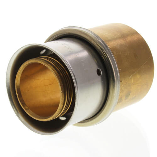 1-1/4" PEX Press Copper Pipe Adapter w/ Attached Sleeve (Lead Free Bronze)