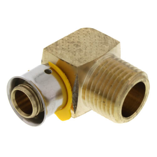 Main product image of 1/2" PEX Press x 1/2" Male 90° Elbow w/ Attached Sleeve (Zero Lead Bronze)