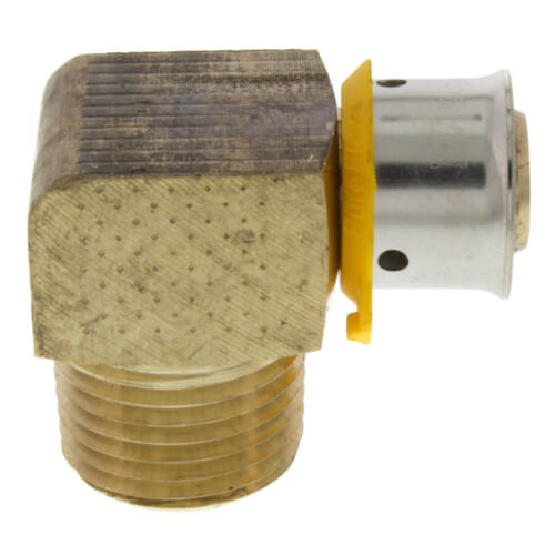 Main product image of 1/2" PEX Press x 1/2" Male 90° Elbow w/ Attached Sleeve (Zero Lead Bronze)