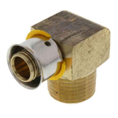 Main product image of 1/2" PEX Press x 1/2" Male 90° Elbow w/ Attached Sleeve (Zero Lead Bronze)