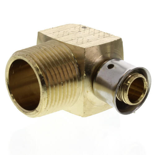 Main product image of 1/2" PEX Press x 3/4" Male 90° Elbow w/ Attached Sleeve (Zero Lead Bronze)