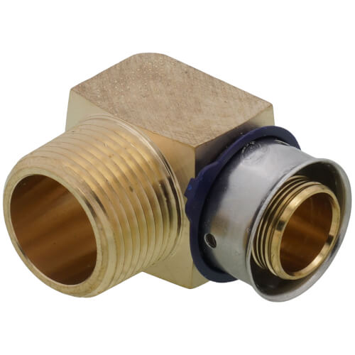 Main product image of 3/4" PEX Press x 3/4" Male 90° Elbow w/ Attached Sleeve (Zero Lead Bronze)