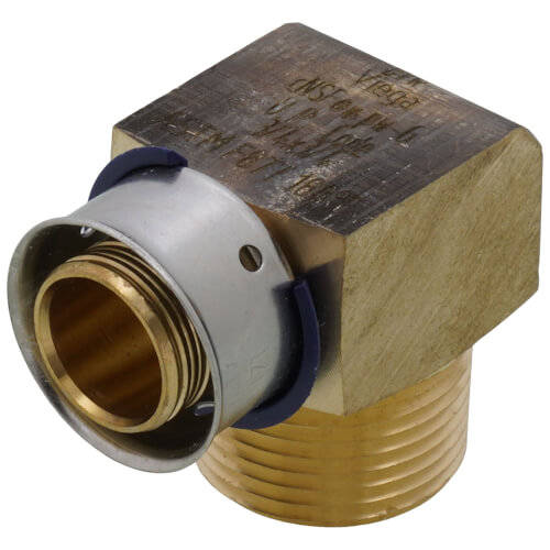 Main product image of 3/4" PEX Press x 3/4" Male 90° Elbow w/ Attached Sleeve (Zero Lead Bronze)