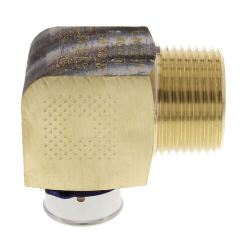 Main product image of 3/4" PEX Press x 1" Male 90° Elbow w/ Attached Sleeve (Zero Lead Bronze)