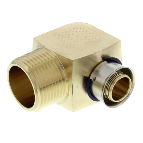 Main product image of 3/4" PEX Press x 1" Male 90° Elbow w/ Attached Sleeve (Zero Lead Bronze)