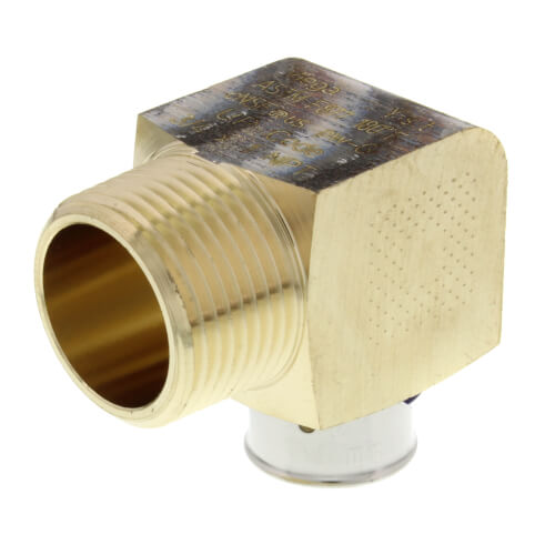 Main product image of 3/4" PEX Press x 1" Male 90° Elbow w/ Attached Sleeve (Zero Lead Bronze)
