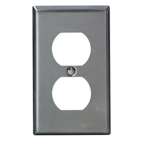 Main product image of 1-Gang Duplex Receptacle Wallplate, Midway Size, Non-magnetic Stainless Steel