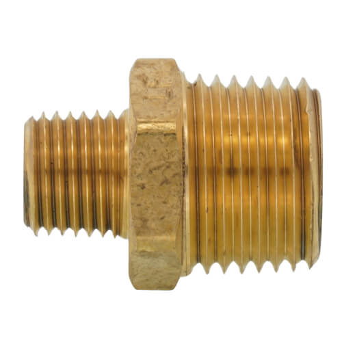 Main product image of 1/2" x 1/4" MIP Brass Reducing Barstock Hex Nipple (Lead Free)