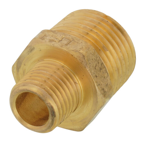 Main product image of 1/2" x 1/4" MIP Brass Reducing Barstock Hex Nipple (Lead Free)
