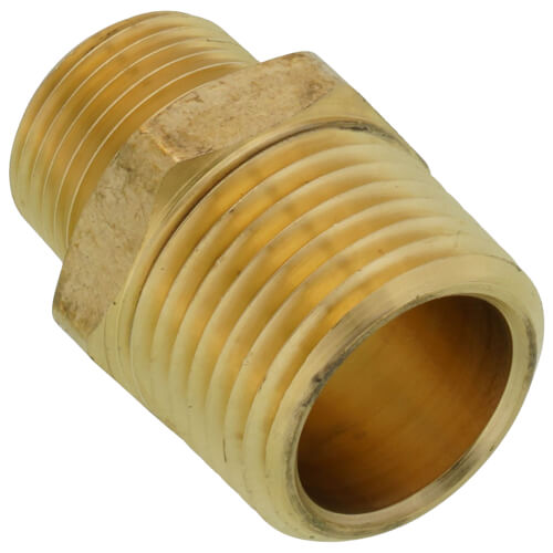 Main product image of 1/2" x 3/8" MIP Brass Reducing Barstock Hex Nipple (Lead Free)