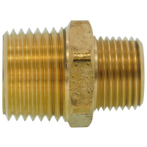 Main product image of 1/2" x 3/8" MIP Brass Reducing Barstock Hex Nipple (Lead Free)