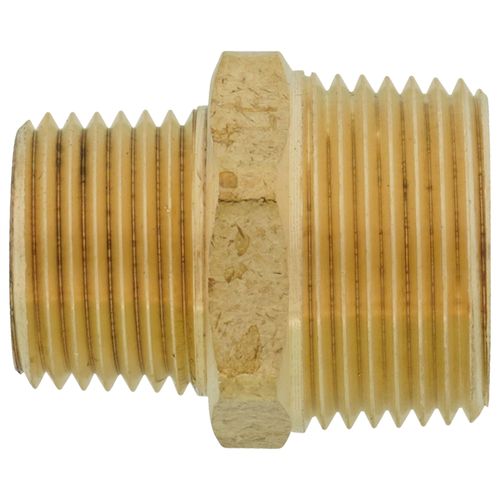 Main product image of 3/4" x 1/2" MIP Brass Reducing Barstock Hex Nipple (Lead Free)