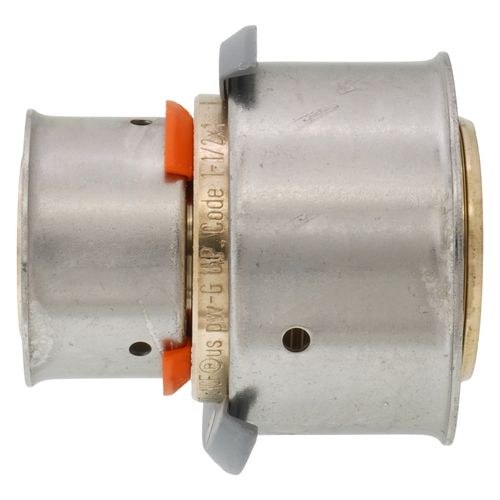 Main product image of 1" x 1-1/2" PEX Press Coupling w/ Attached Sleeve (Zero Lead Bronze)