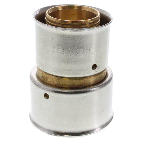 Main product image of 1-1/4" x 1-1/2" PEX Press Coupling w/ Attached Sleeve (Zero Lead Bronze)