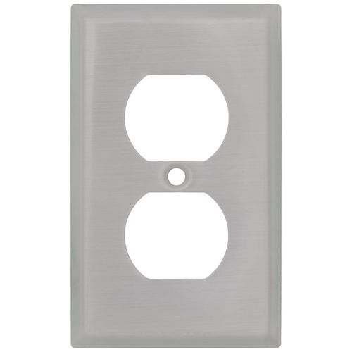 Main product image of 1-Gang Duplex Receptacle Wall Plate, Standard Size, Stainless Steel - Silver