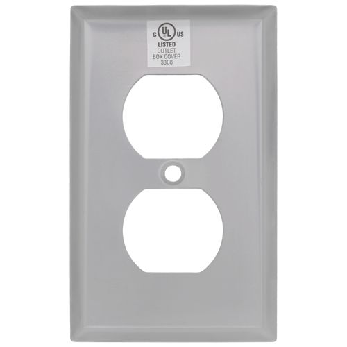Main product image of 1-Gang Duplex Receptacle Wall Plate, Standard Size, Stainless Steel - Silver