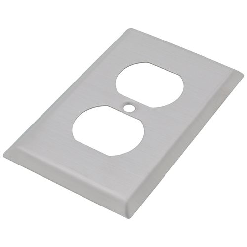 Main product image of 1-Gang Duplex Receptacle Wall Plate, Standard Size, Stainless Steel - Silver