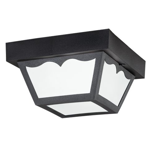 Main product image of 8.5" Polypropylene 1 Light Flush Mount w/ Frosted Glass (Black)