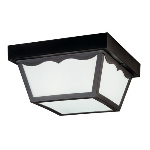 Main product image of 10.5" Polypropylene 2 Light Flush Mount w/ Frosted Glass (Black)