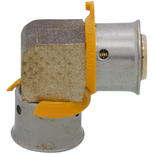 Main product image of 1/2" PEX Press 90° Elbow w/ Attached Sleeve (Zero Lead Bronze)