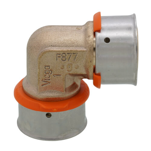 Main product image of 1" PEX Press 90° Elbow w/ Attached Sleeve (Zero Lead Bronze)