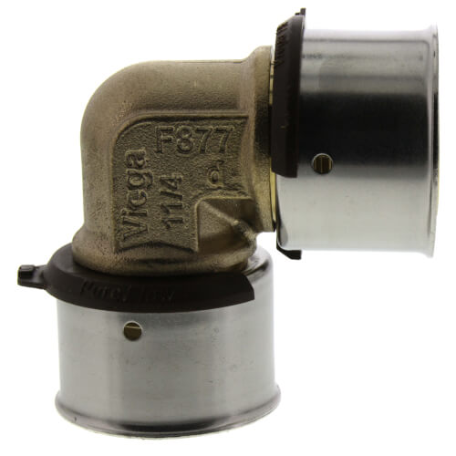 Main product image of 1-1/4" PEX Press 90° Elbow w/ Attached Sleeve (Zero Lead Bronze)
