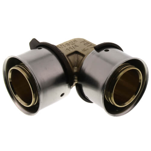 Main product image of 1-1/4" PEX Press 90° Elbow w/ Attached Sleeve (Zero Lead Bronze)