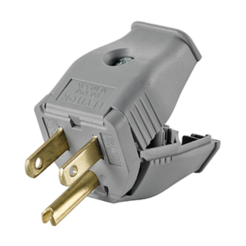 Main product image of 15A, 125V NEMA 5-15p 2-pole, 3-wire Grounding Replacement Plug, Clamptite Hinged Design, Thermoplastic (Gray)