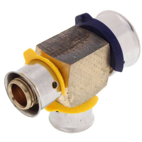 Main product image of 3/4" x 1/2" x 1/2" PEX Press Reducing Tee w/ Attached Sleeve (Zero Lead Bronze)